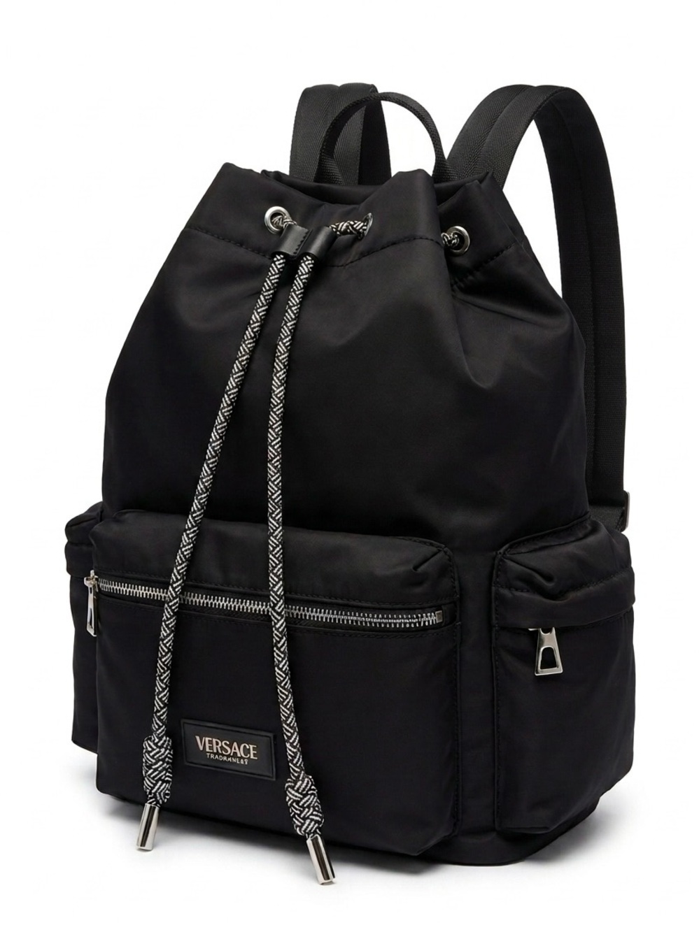 Versace Fragrances Black Nylon Drawstring Backpack